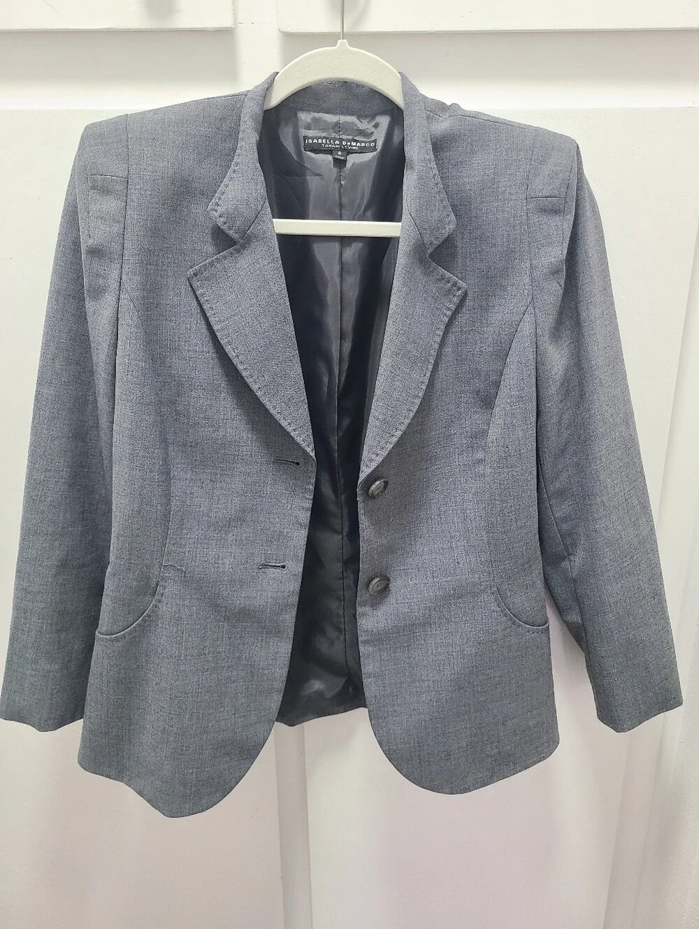 Women's Tailored Grey Blazer - Classic Two-Button Jacket